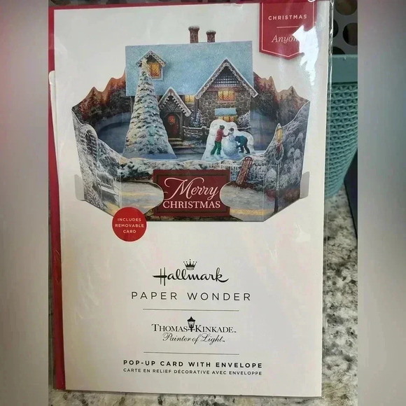 thomas kinkade painter of light christmas pop up hallmark card collectible - Picture 3 of 9